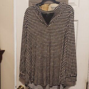 Anne Klein Black with White Polka Dots Blouse Top 2X